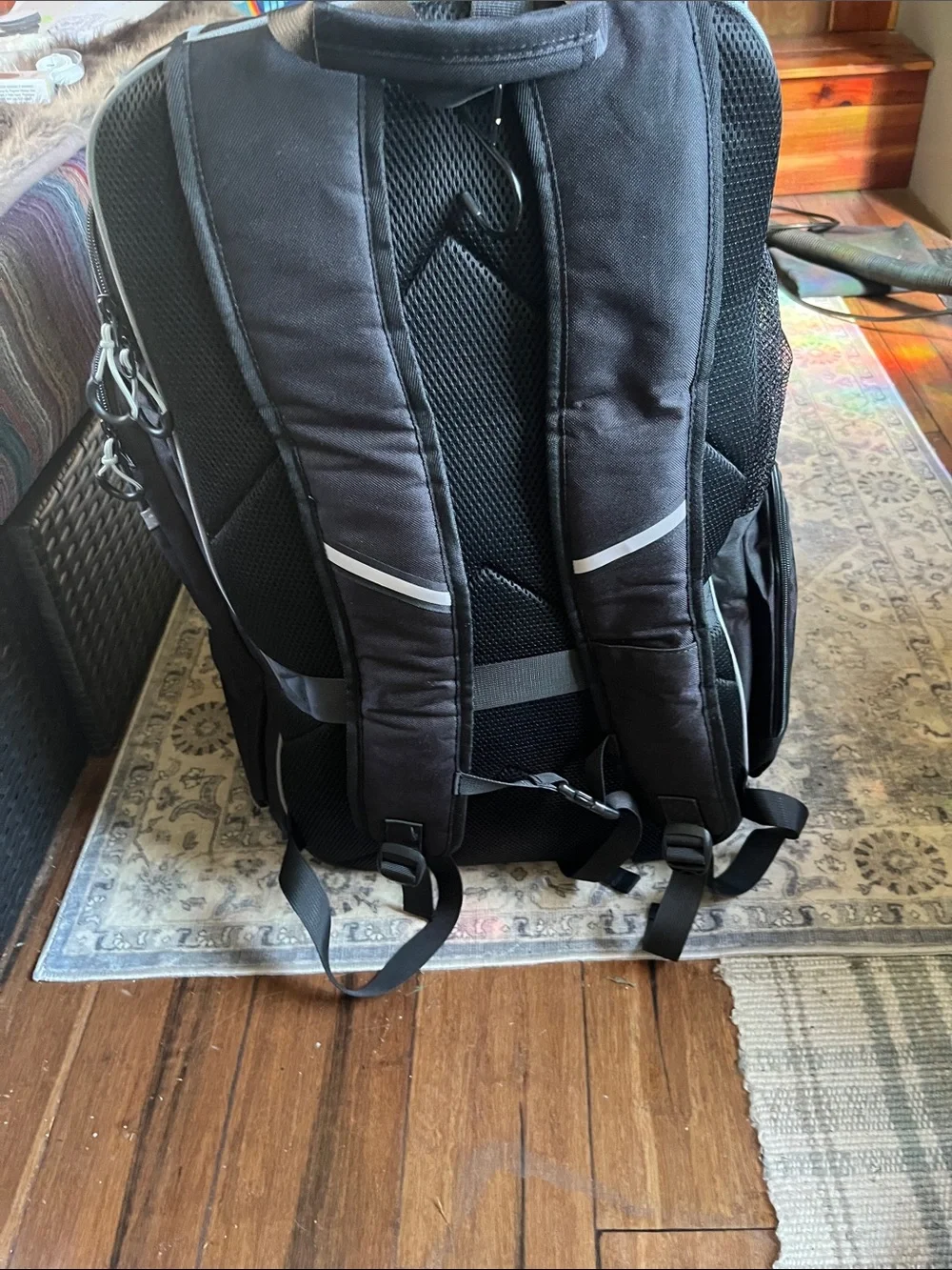 Black Men's Travel Backpack with Clear Front Pocket